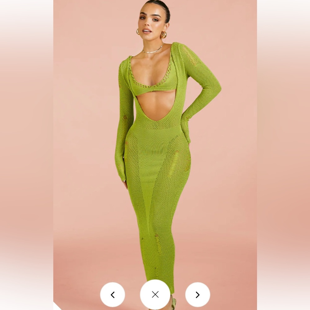 MURCI UK SCOOPED NECKLINE KNIT MAXI DRESS IN FIG LEAF | US 8 | WORN ONCE | SET
